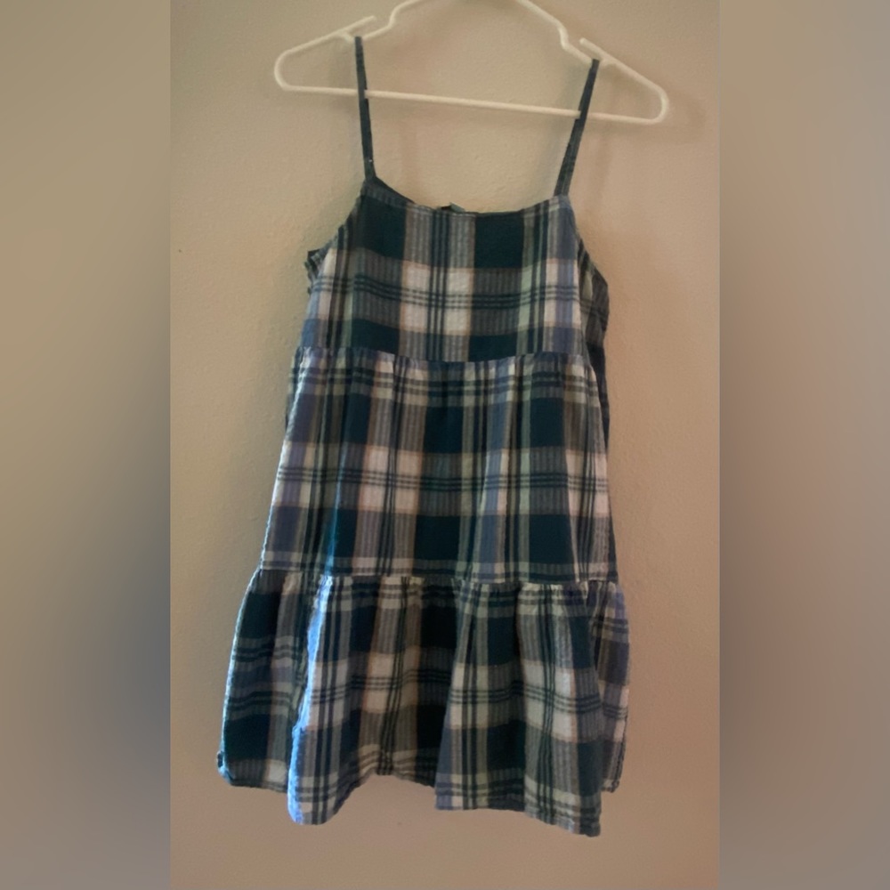 American Eagle Women's Green Multicolor Sleeveless Plaid Dress Size Small